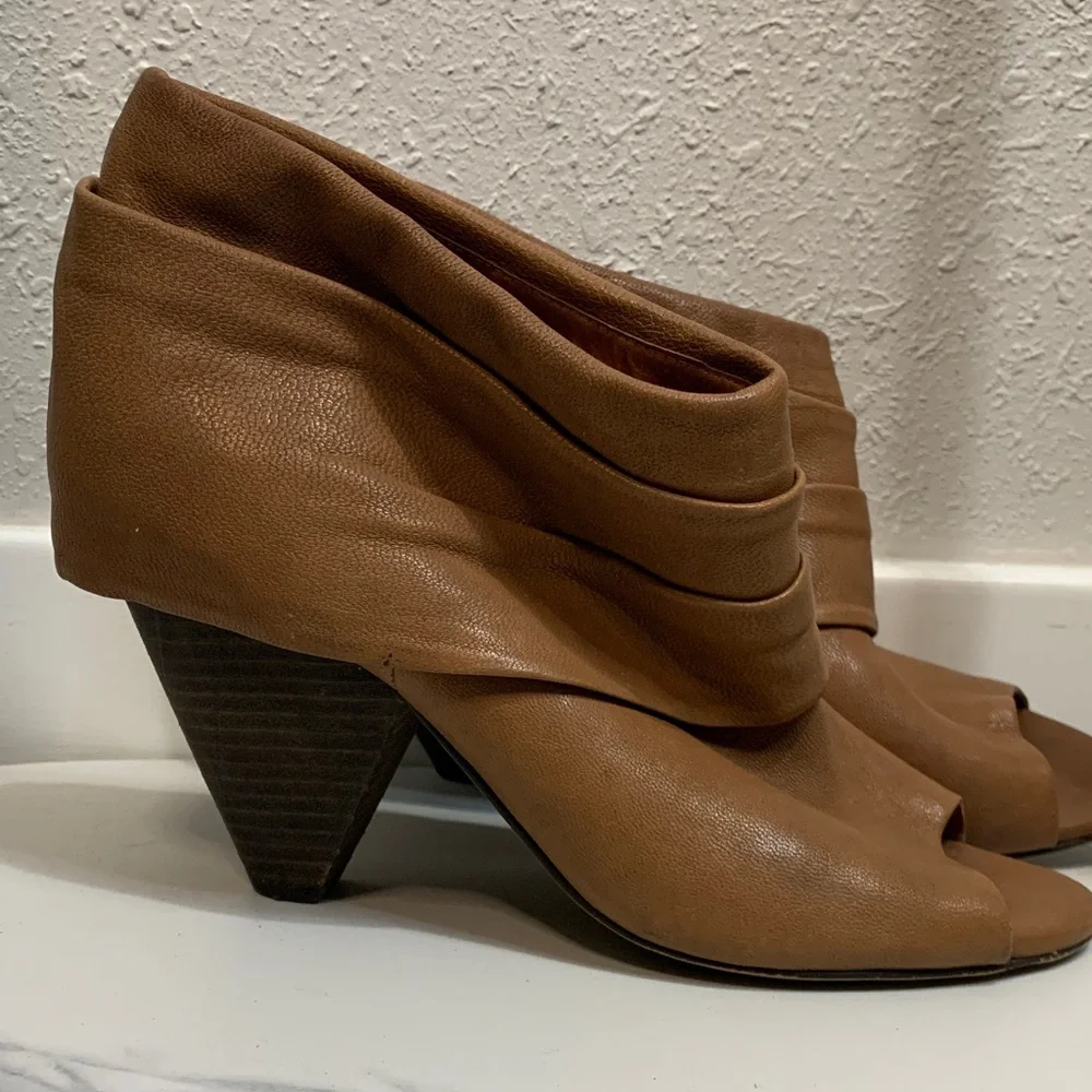 Vince Camuto Tan Fold-Over‎ Ankle Booties
